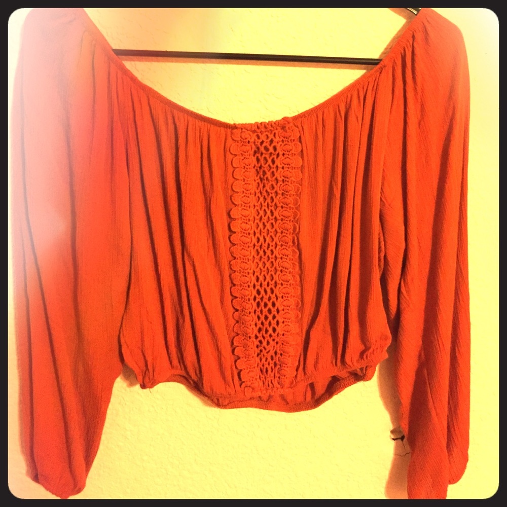Off the shoulder peasant top.